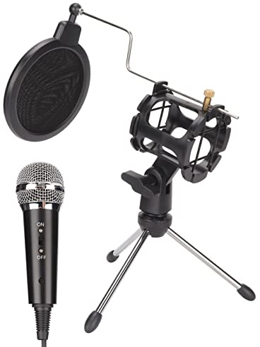 Cyrank Kit De Microphone à Condensateur, Kit De Microphone Cardioïde Professionnel, Kit De Micro en Métal Cardioïde à Condensateur pour Ordinateur Podcast pour L'enregistrement De Jeux, De Chants