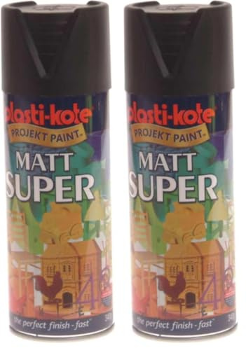 Plasti-kote 3101 400ml Super Spray Paint - Matt Black (Packaging may vary) (Pack of 2)