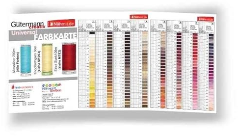 Gütermann Universal Farbkarte Allesnäher, Knopflochgarn & Extra Stark (Allesnäher Farbkarte gedruckt)