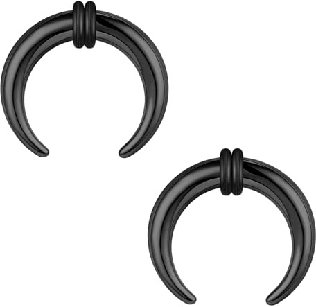 ZS 2 Stück Pincher Tapers Septumringe, 2G 4G 6G 8G 10G 14G 16G Schwarz Buffalo Horseshoe Stretcher Expander Piercing Zum Dehnen Von Durchbohrten Nasen Ohr Messgeräten (8g, 12mm)