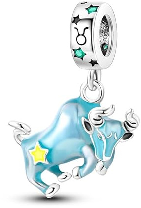 Pendentif zodiaque phosphorescent pour anniversaire, date de naissance, signe astrologique, constellation, en argent sterling 925, compatible avec les bracelets à breloques Pandora Moments, 4mm Hole