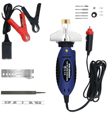 Electric chainsaw sharpener,Chainsaw chain sharpener12V,DC 55W 25000PRM,With 5 alloy grinding stones,File,Measuring scale-JOVANT