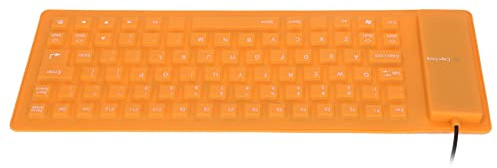 KIMISS Portable USB Silicone Foldable Keyboard Orange | Fully sealed silent flexible, roll-up PC accessory, lightweight computer peripheral