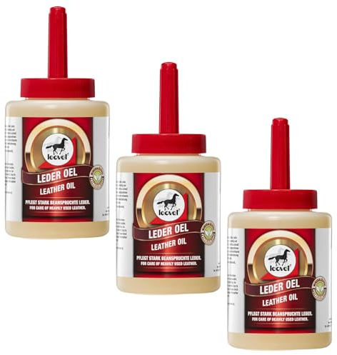 RL24 leovet - Leder Oel mit Pinsel | Lederöl mit Bienenwachs & Jojobaöl | Lederfett für alle Glattleder | Lederpflege Macht geschmeidig & schützt vor Feuchtigkeit | 3 x 450 ml Flasche (3er Set)