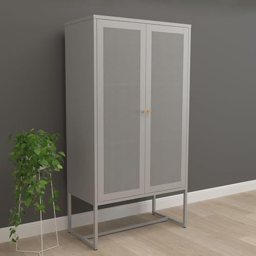 [en.casa] Aktenschrank Sund Metallschrank mit 2 Türen Büroschrank 150 x 80 x 40 cm Mehrzweckschrank Stahl Grau