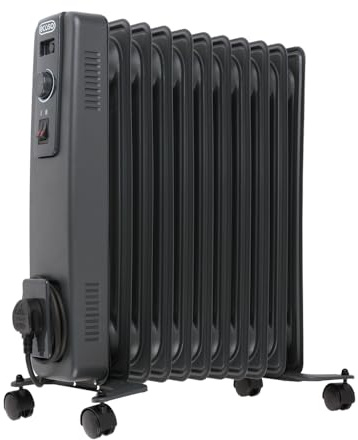 ECOSO Lio 2500W Anthracite UK Plug Oil Filled Electric Radiator - 540mm x 240mm