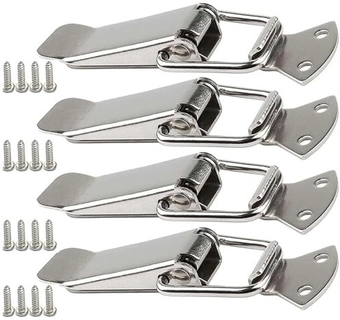 4 st rostfritt stål spännlås med skruvar, fjäder vippspärr hasp, fångstklämklämma, boxstängning, växellås, spänningslås, locklås för verktygslåda låda kista skåp växellås