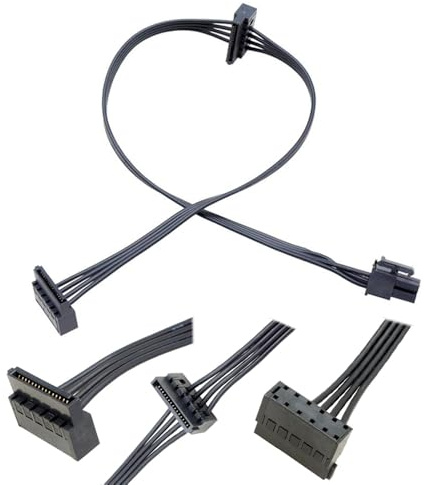 ezonpinzv Câble d'alimentation standard 4 broches vers 2 SATA HDD SSD ODD 7 mm 4 broches vers double SATA compatible avec carte mère Lenovo H61 H81 B250, Thinkcentre Thinkserver Thinkstation P310 P500