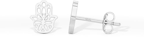 Heather Needham Silver Hamsa Hand Stud Earrings in 925 Sterling Silver - Hamsa Hand Earrings for Women - 9mm - Gift Boxed 162