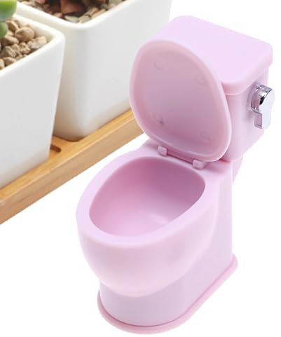 Puppen-Toilettensitz Spielzeug Puppenhaus Toilette für Puppenhaus Kuchendekoration Miniatur-WC mit Puppenhaus-Möbel mit Entladungs-Sound, lustige Dekoration Paar