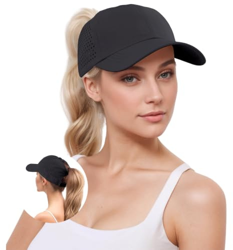 YAMEE Baseballkappe Damen Pferdeschwanz Sommer,Baseballmütze Damen Baseball Cap Mesh Atmungsaktiven,Sommermütze Damen Leicht Wasserdicht Schnelltrocknend