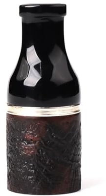 HEYSONG Porte-embout de cigare en bois de bruyère - Design sablé - Anneau argenté décoratif - Embouchure de cigare courte HSBA0005 (52 R)