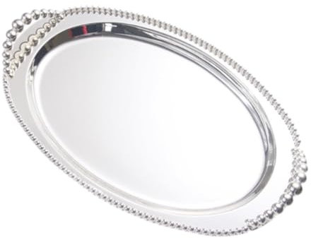 Gcljlmy Bandeja decorativa con espejo, almacenamiento de cosméticos, estilo europeo, con asas, plato de frutas, bandeja de maquillaje, bandeja para servir para el comedor (plata)