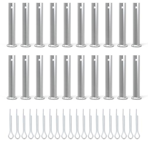 CPROSP 20 Piezas Pasadores de Horquilla de un Solo Orificio 10*60 mm& 20 Pasadores Partidos, Juego de Pasador de Bloqueo in Acero Galvanizado,para Metal Dispositivos, Muebles Instalación