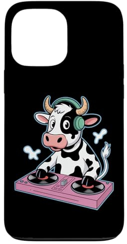 Dj Vaca Con Auriculares Tocadiscos Música Carcasa para iPhone 13 Pro Max