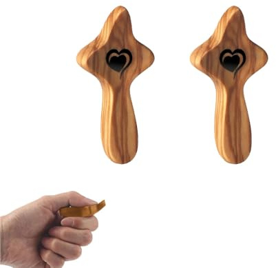 XFSRG Croix En Bois Sculptée À La Main Avec Coeur Noir Décoration Murale Chrétienne Crucifix Élégant Pour Maison Et Bureau (Bois d'olivier)