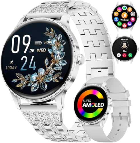 LIGE Montre Connectée Femme avec Appel Bluetooth,1.32 AMOLED Display Ronde Smartwatch Femme avec 100+ Modes Sportifs,Fonction Féminine,Fréquence Cardiaque,Sommeil,IP68 Étanche Android iOS (FV22-B)