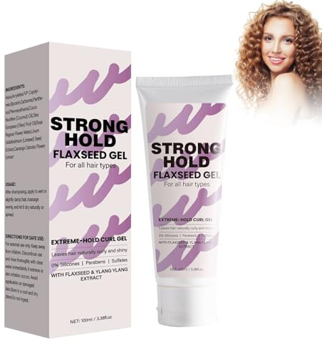 Flaxseed Oil Curly Hair Styling Gel, Extra Starkes Scrunch Gel Für Definierte Locken, elastisch Styling Frizz nährende und tragbare geeignet für natürliche Curling und Perming hair gel yamazi