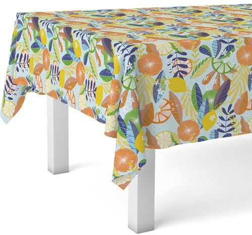 ECOMMERC3 Wachstuch, rechteckig, Größe 140 x 140 cm – Stil, Haltbarkeit und einfache Reinigung für Ihren Tisch – fleckenabweisende und wasserdichte Wachstuch-Tischdecke, Mandarine, Orange