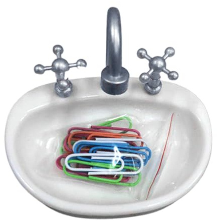 Büroklammer-Spender für Wasserhahn, Waschbecken – Büroklammern-Stecknadelhalter, Miniatur-Möbel-Desktop-Briefpapier-Dekoration, Bürobedarf-Organizer, lustige und funktionale Büroklammer-Aufbewahrung f