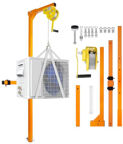 SnamicE Grúa elevadora para Aire Acondicionado, Capacidad de 400 Libras, Soporte de instalación Exterior de Alta Resistencia con cabrestantes manuales,