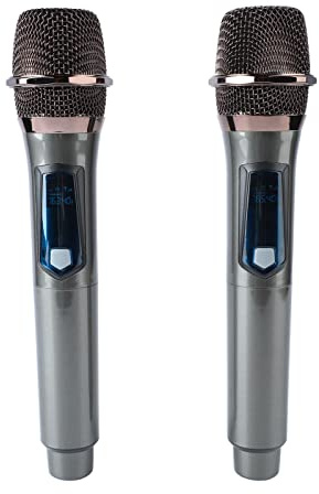 Système de Microphone sans Fil 1 pour 2, Micro Dynamique sans Fil pour Le Chant à la Maison et Les événements en Plein Air, ABS, Paquet de 2