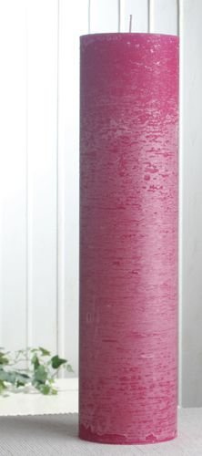 Rustik-Stumpenkerze, 40 x 10 cm Ø, Fuchsia