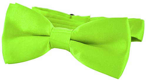 DonDon Edle Kinder Fliege gebunden und längenverstellbar 9 x 4,5 cm hellgrün glänzend in Seiden Look