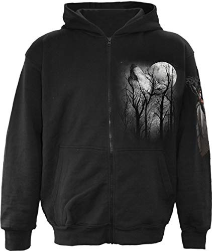 Spiral Forest Wolf Männer Kapuzenjacke schwarz Biker, Gothic, Horror, Rockwear