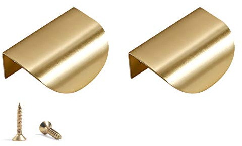 TentHome 2 Stück Modern Möbelgriff Schubladengriff Schrankgriff versteckt Spiegelschrankgriff Messing Türgriff Klemmgriff Griffe für Schrank Schubladen Kommode (Klein(60 x 41x 23mm), Gold2) | Spiegelschrankgriff Türgriff Klemmgriff Griffe für Schrank Schubladen Kommode Klein 60 x 41x 23mm Gold2 2 St.