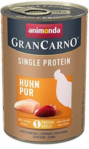 animonda GranCarno Hunde Nassfutter Single Protein Huhn pur (6x400g), getreidefreies Hundenassfutter ohne Zucker, für ausgewachsene Hunde, mit frischem Hühnerfleisch und Innereien