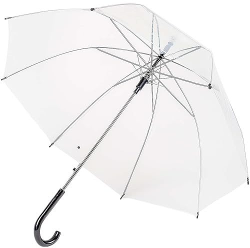 BURI Parapluie transparent et résistant aux tempêtes - Parapluie automatique de 88 cm de diamètre - Coupe-vent et stable - Cadeau de mariage