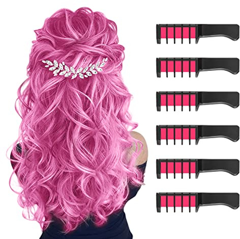 MSDADA Pink Hair Chalk - Temporary Bright Washable Hair Color Comb for Kids - Fluorescent