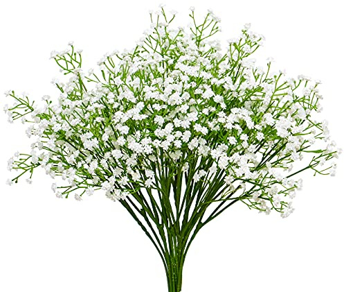 Olrla Schleierkraut Künstliche Blumen, 10 Stück Weiß Schleierkraut Pflanzen Gypsophila Blumen für Hochzeit Brautsträuße Dekoration