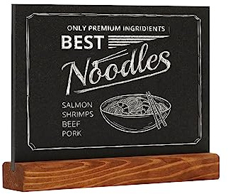 Europel Présentoir de table, tableau noir avec base en bois de pin, A5 paysage, Tableau ardoise de comptoir, Tableau noir pour restaurant, food truck, mariage, évênement