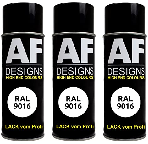 Alex Flittner Designs Lackspray RAL 9016 VERKEHRSWEISS seidenmatt 3x 400ml Spraydose Buntlack Autolack