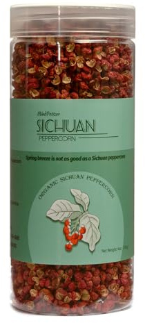 Sichuan Peppercorns Whole Organic 4OZ-Authentic Szechuan Red Peppercorns for Grinder Refill, Fresh Strong Flavor Seasoning for Chinese Dishes Mapo Tofu, Kung Pao Chicken less Seed(113g)