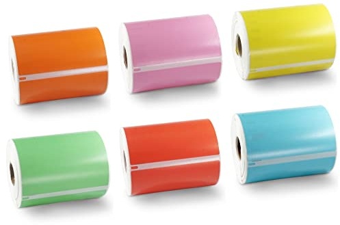 BETCKEY - 6 Rollen 6 Farbe gemischt Versandetiketten Kompatibel mit DYMO S0904980, 104mm x 159mm, 1320 Farbige Etiketten für LabelWriter 4XL, NICHT passend 5XL