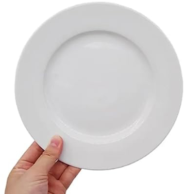 Zuvo Dinner Plates Set of 6 Inches White Ceramic Dessert Plates - Dishwasher and Microwave Safe Rim Shape Plates Set
