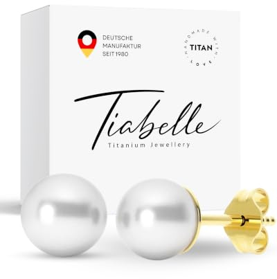 TIABELLE – Ohrstecker CRYSTAL PEARL aus Titan mit glänzenden Swarovski® Perlen – Perlenohrringe für Damen – allergenfrei & hautverträglich – Handmade in Germany