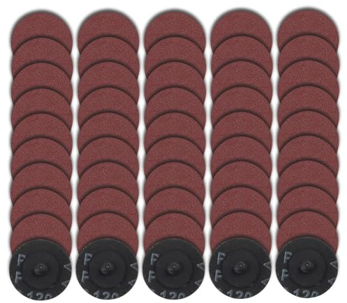 LEONTOOL 50 Pcs 2 Inches Quick Change Sanding Discs for Drill & Die Grinder, Sandpaper Grinding Pad Aluminum Oxide Abrasive Disc for Surface Prep Strip Burr Polish Finish Rust Paint Removal, 120 Grit