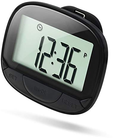 Fesjoy Podomètre multifonctionnel 3D avec clip pour tracker de fitness pour suivre les étapes/distance parcourue/calories Moniteur de fitness portable avec fonction d'horloge