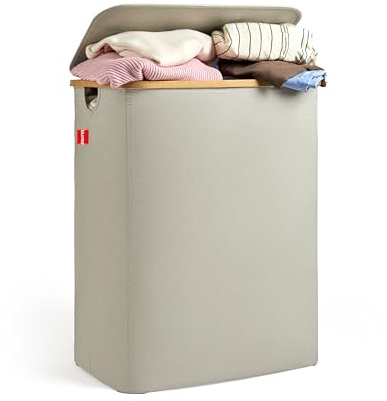 Blumtal Wäschesammler 140 L - Wäschekorb 2 Fächer mit herausnehmbaren Wäschesäcken - Pfandflaschen Aufbewahrung - laundry basket - klein