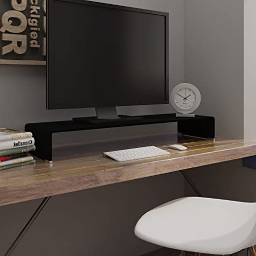 CKioict TV möbel DVD Schrank Wohnzimmer Möbel TV-Tisch/Bildschirmerhöhung Glas Schwarz 100x30x13 cmFür Wohnzimmer und Esszimmer