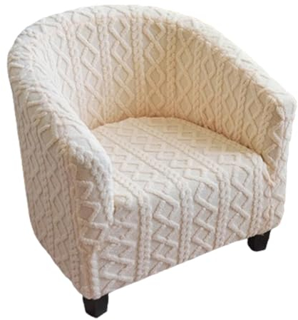 Surwin Sesselbezug Jacquard Sesselschoner, Samt Plaid Sesselüberwurf Chair Schonbezug Sofabezug für Clubsessel Lounge- & Cocktailsessel (Beige,One Size)