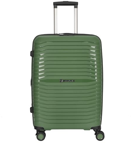 Stratic Bright+ Hartschalen-Koffer Trolley Koffer mittelgroß Reisekoffer, wasserabweisend, 4 Rollen, erweiterbar, TSA-Schloss (Größe M, Olive)
