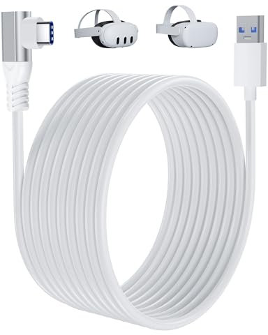 Link Cable 5m,VR Headset Cable Compatible with Meta/Oculus Quest 3/Quest 2/Quest Pro/PICO4 and PC/Steam VR, Type C Cable High Speed Data Transfer Cord USB 3.0 to USBC Cable for VR Headset/Gaming PC