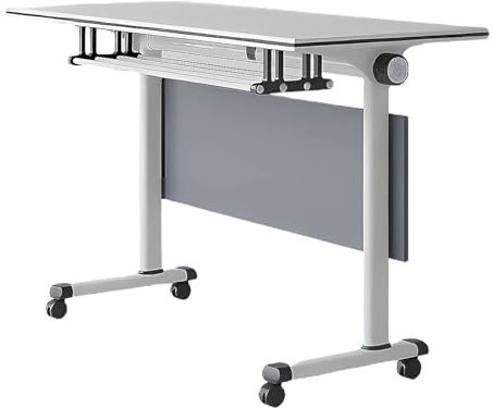 Leomix Klappbarer Konferenztisch, mit offenem Stauraum und Stahlleitblech, für Seminar-Besprechungstisch, modernes Konferenzzimmer, Klassenzimmer,160 * 55 * 75cm