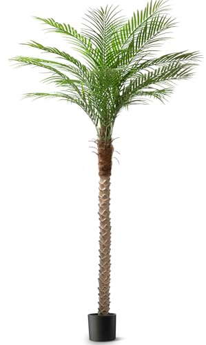 Artificial Phoenix Palm Tree 7ft Tall Outdoor Indoor Decor Fake Plants with 15 Adjustable Leaves, Large Faux Sago Palm Tree for Home Office Living Room Yard Outside Patio Poolside (1, 7ft)