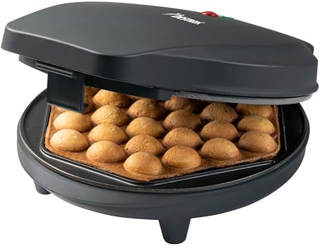 Bestron Gofrera, gofrera para gofres de Bubble, para rellenar con helado, chocolate o fruta, con luz de cocción y revestimiento antiadherente, 700 vatios, Color: Negro Mate